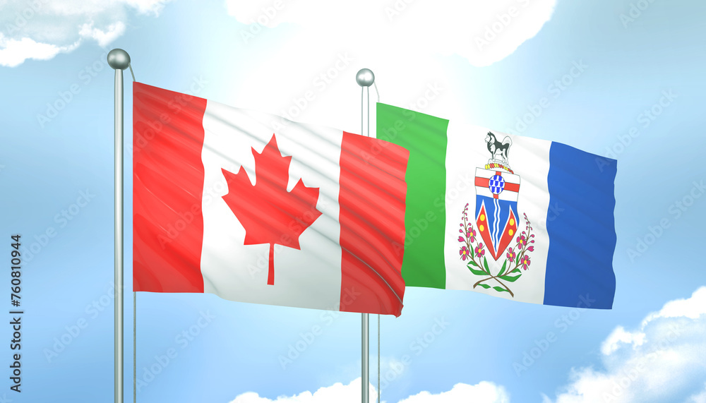 Canada and Yukon Flag Together A Concept of Realations Canada and Yukon Flag Together A Concept of Realations