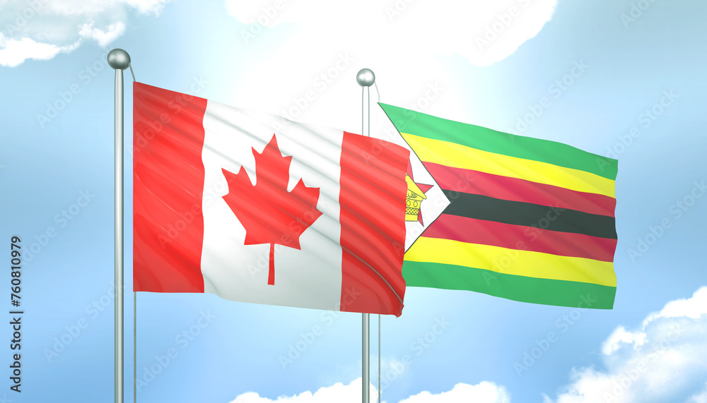 Canada and Zimbabwe Flag Together A Concept of Realations