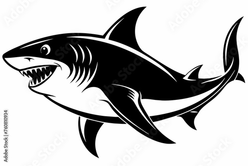 silhouette shark black and white