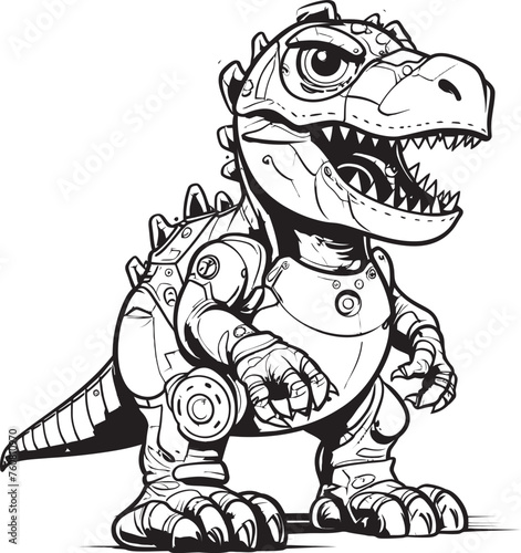 MechRex Futuristic Robot Dinosaur Logo Design RoboSaur Playful Cartoon Dinosaur Robot Symbol