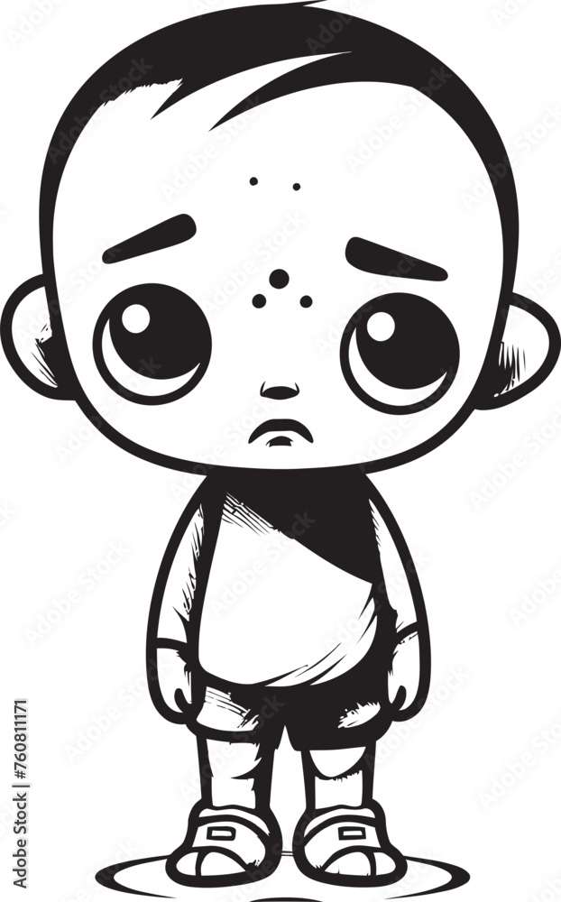 Fototapeta premium Pensive Percy Pensive Cartoon Boy Logo Design Tearful Tony Tearful Little Boy Vector Icon