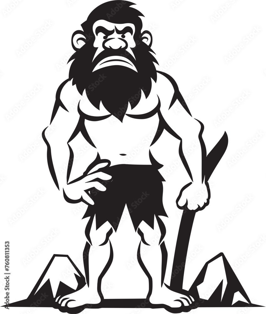 Fototapeta premium StoneAge Stan Sturdy Caveman Symbol Boulder Boris Brave Caveman Logo