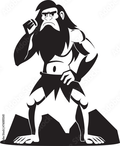 Clubber Clyde Strong Caveman Logo Design Neolithic Noah Courageous Caveman Vector Icon