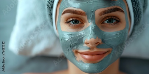 Experienced Esthetician Applying Clay Mask to Woman During Spa Treatment. Concept Spa Treatment, Clay Mask, Skincare Routine, Esthetician Services, Pampering Experience