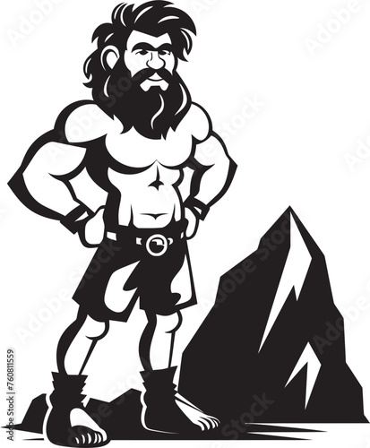 Paleo Paul Adventurous Caveman Logo CaveArt Alfie Creative Caveman Vector Icon photo