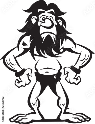 Clubber Carl Club Wielding Caveman Emblem StoneSlammer Sam Determined Cartoon Caveman Symbol