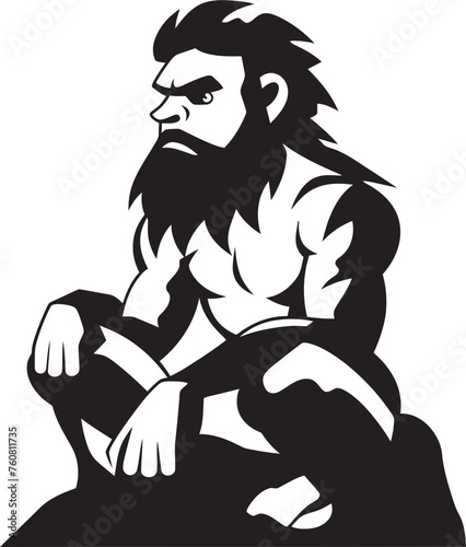 Clubber Clyde Strong Caveman Vector Icon Boulder Buddy Friendly Cartoon Caveman Emblem
