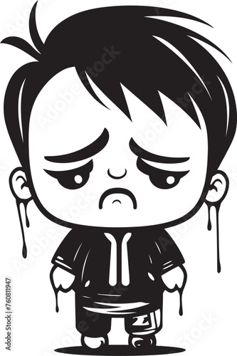 Tearful Tommy Emotional Little Boy Logo Design Sobbing Scott Melancholic Cartoon Boy Vector Icon