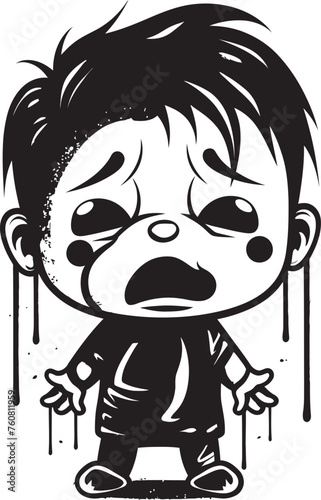 Sobbing Scott Melancholic Cartoon Boy Vector Icon Tear Stained Terry Depressed Little Boy Emblem