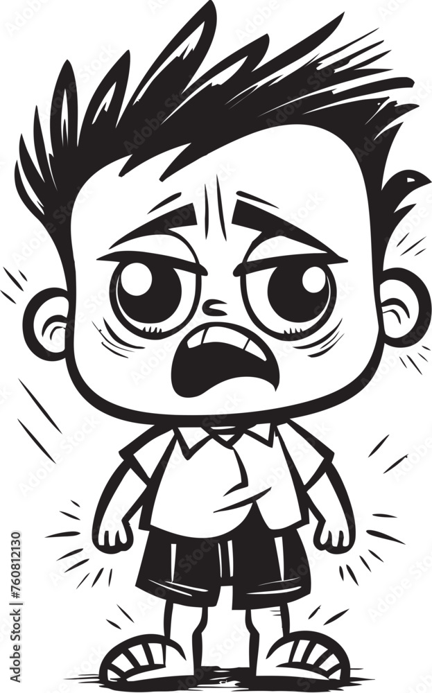 Crybaby Chris Sad Cartoon Boy Emblem Wistful Walter Tearful Little Boy Symbol