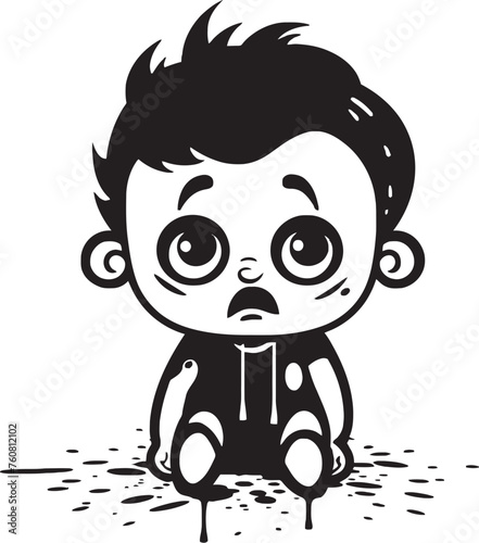 Tearful Tommy Emotional Little Boy Logo Design Sobbing Scott Melancholic Cartoon Boy Vector Icon