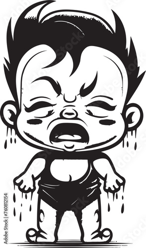 Sobbing Sam Sad Little Boy Vector Icon Weeping Will Melancholic Cartoon Emblem