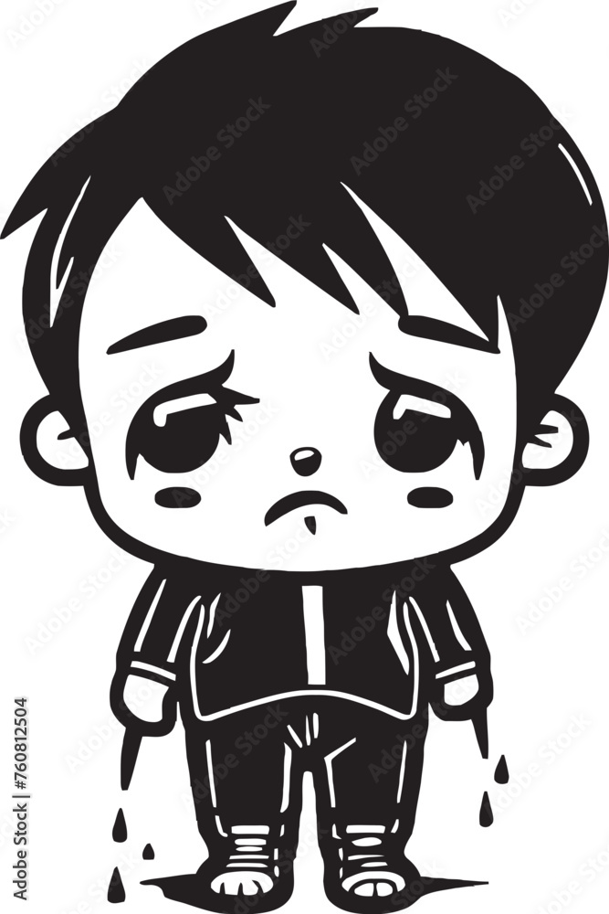Woeful Wyatt Tearful Little Boy Vector Icon Weepy Willy Crying Cartoon Boy Emblem Woeful Wyatt Tearful Little Boy Vector Icon Weepy Willy Crying Cartoon Boy Emblem