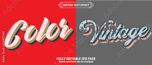 Vintage text effect template with 3d style editable font effect. Fully Editable Text Effect Style. color text effect long shadow style. Editable text effect colorful theme. Bundle text effect
