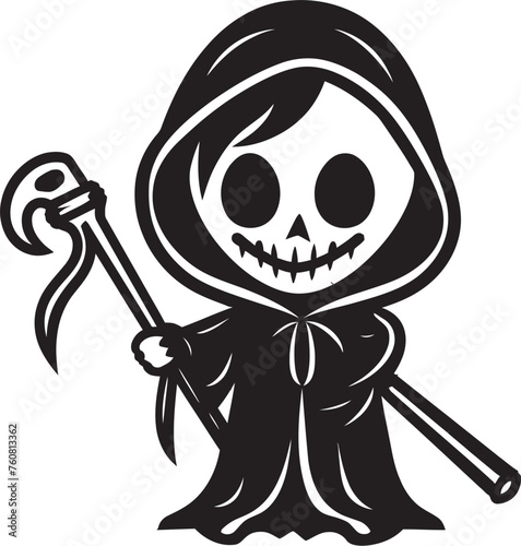 Petite Phantom Cute Grim Ripper Vector Icon Adorable Death Sweet Grim Reaper Emblem