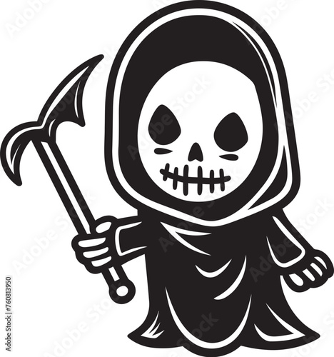 Grim Guide Charming Grim Reaper Vector Icon Darling Darkness Cute Grim Ripper Emblem