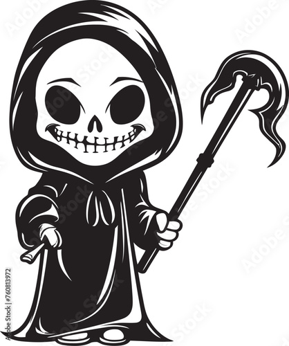 Precious Phantom Whimsical Cartoon Grim Ripper Logo Sweet Soul Reaper Lovely Grim Reaper Vector Icon