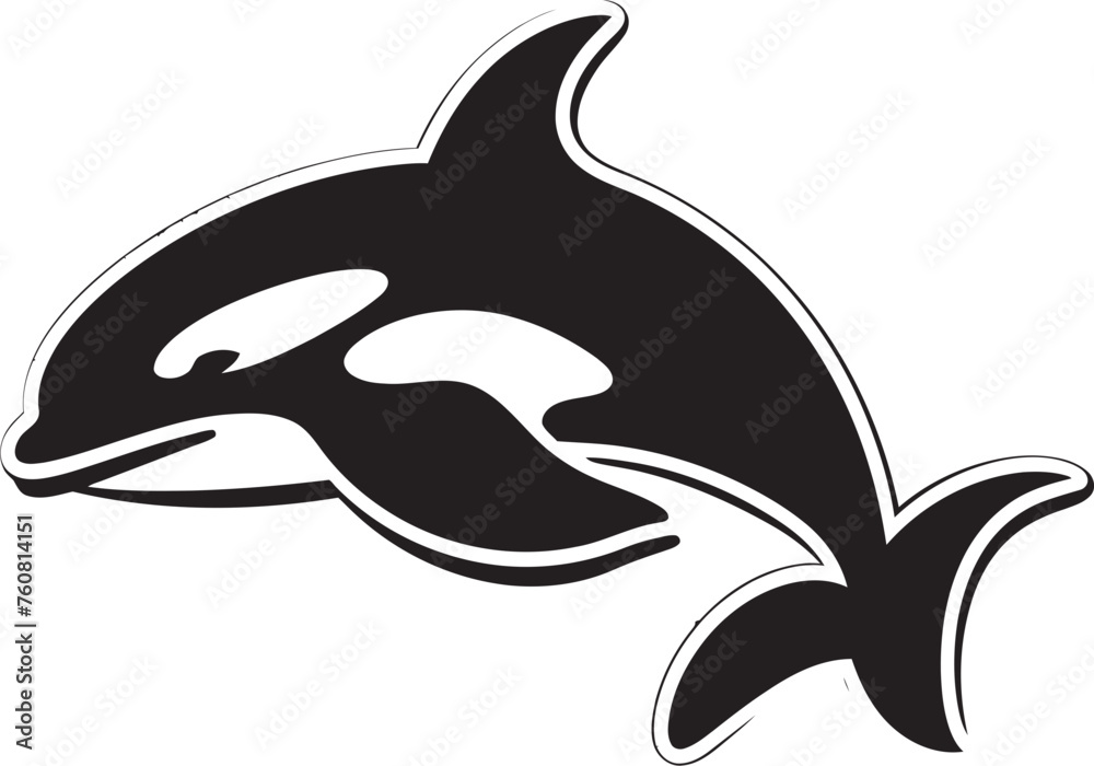 Naklejka premium Adorable Orca Cute Whale Logo Design Sweet Sea Giant Cartoon Orca Vector Icon