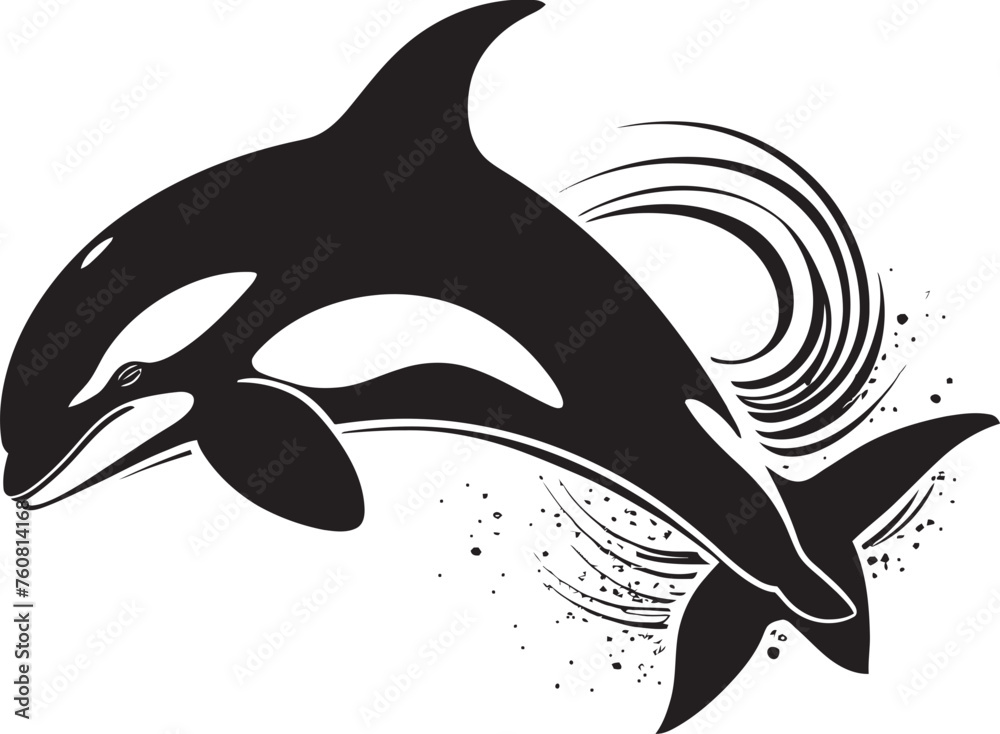 Fototapeta premium Tiny Titan of the Tides Cute Orca Vector Icon Adorable Aquatic Ambassador Playful Orca Emblem