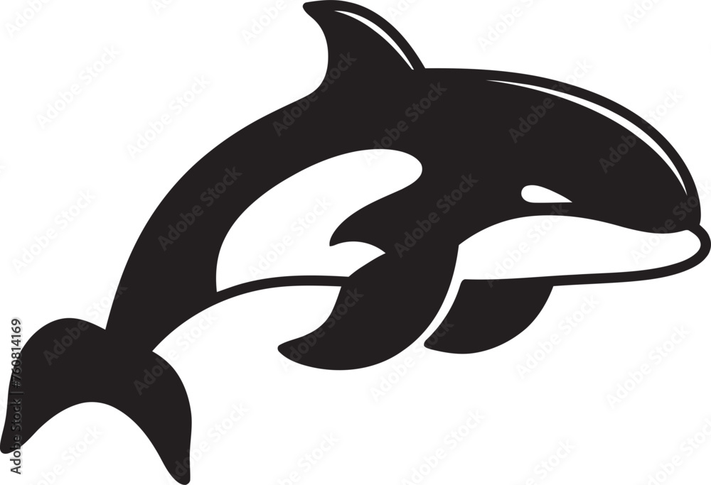 Naklejka premium Playful Pod Charming Orca Symbol Petite Poseidon Cartoon Orca Logo Design