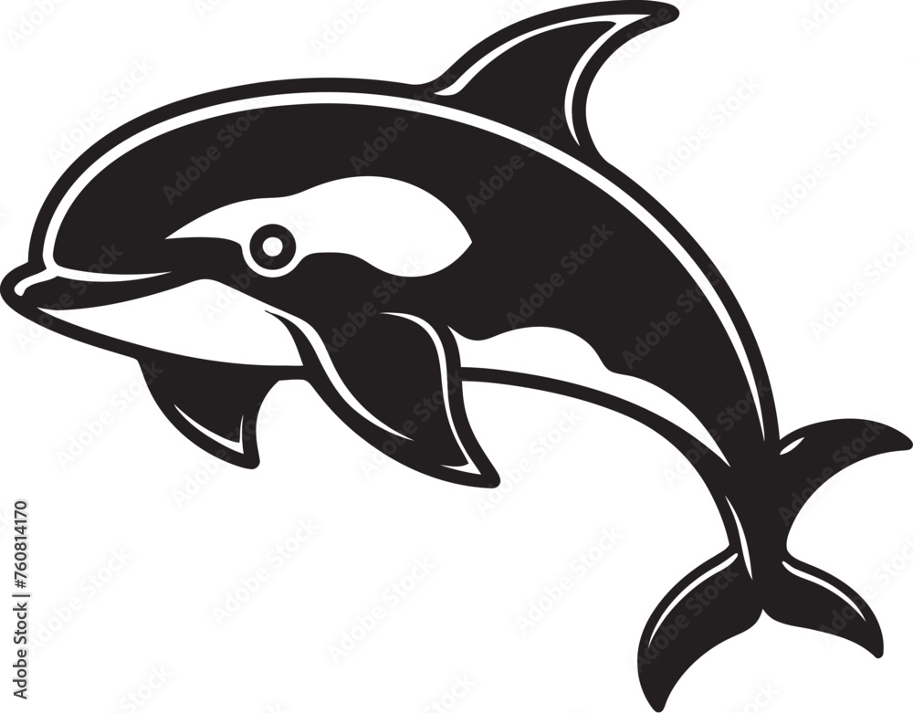 Naklejka premium Darling Dolphin Defender Adorable Orca Emblem Playful Pod Charming Orca Symbol