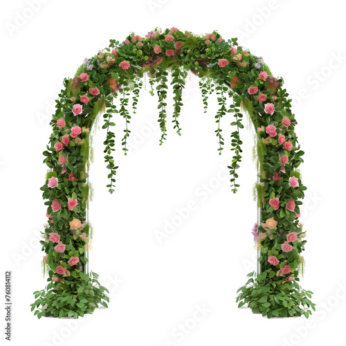 Garden Flower Vine Arch Isolated on Transparent Background
