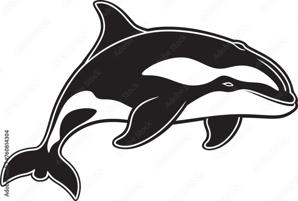 Naklejka premium Whimsical Water Warrior Charming Orca Symbol Sweet Sea Sentinel Cartoon Orca Logo Design