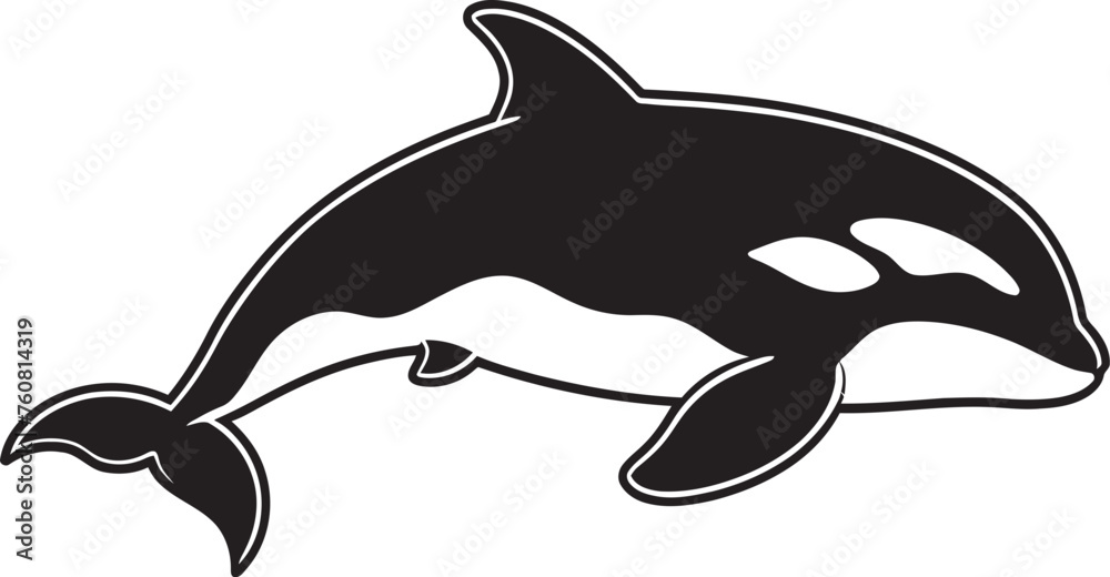 Fototapeta premium Precious Predator Sweet Orca Vector Icon Chibi Cetacean Playful Orca Emblem