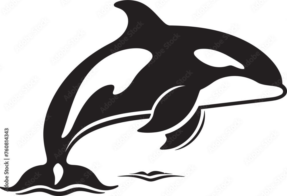 Fototapeta premium Petite Poseidon Playful Orca Emblem Tiny Titan of the Tides Lovely Orca Symbol