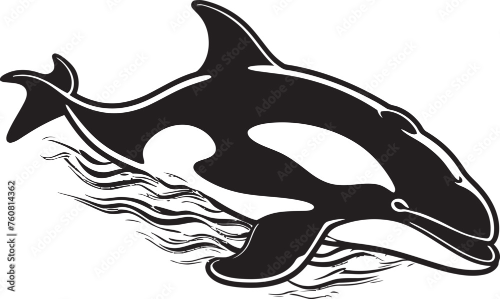 Obraz premium Darling Dolphin Defender Charming Orca Symbol Playful Pod Cartoon Orca Logo Design