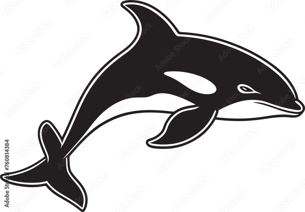 Naklejka premium Petite Poseidon Sweet Orca Vector Icon Tiny Titan of the Tides Playful Orca Emblem