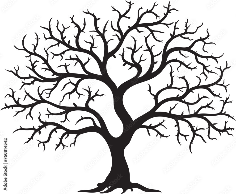 Obraz premium Gaunt Growth Glyph Vector Design of Dead Tree Branch Languid Limb Logo Symbolic Emblem of Arid Branch