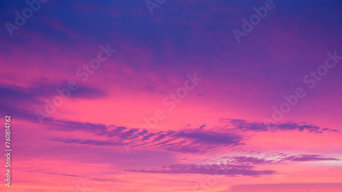 Sky with clouds during sunset. Clouds and blue sky. A high-resolution photograph. Panoramic photo for design and background.