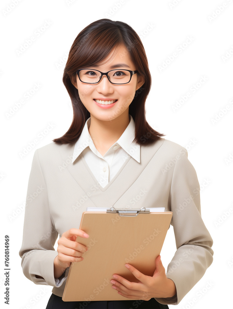 Female Asian Teacher Holding Clipboard Isolated on Transparent Background
Female Asian Teacher Holding Clipboard Isolated on Transparent Background