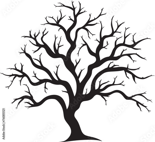 Pallid Plant Pennant Symbolic Logo of Dry Tree Branches Blighted Bough Badge Vector Logo of Dead Tree Limbs