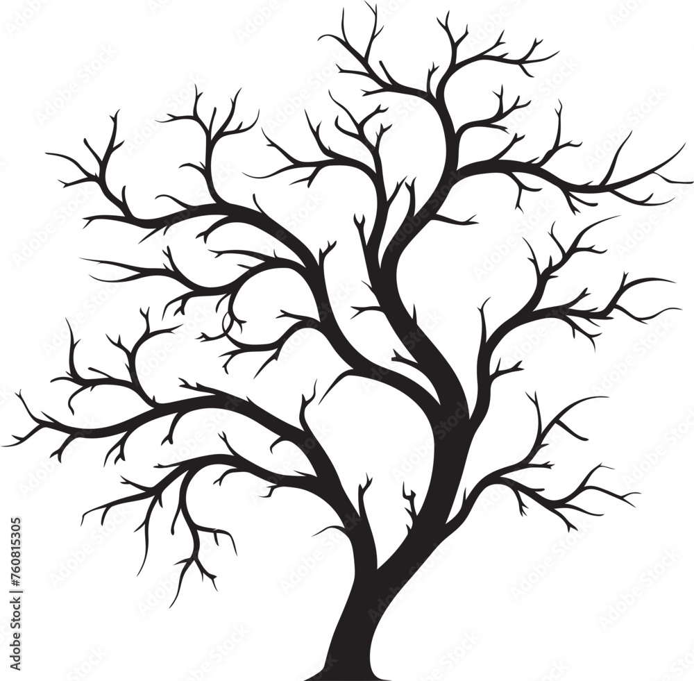Obraz premium Withered Wood Symbol Dry and Dead Tree Icon Forsaken Foliage Insignia Logo Design of a Dead Tree Branch