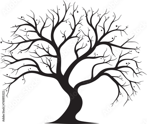 Pallid Plant Pennant Symbolic Logo of Dry Tree Branches Blighted Bough Badge Vector Logo of Dead Tree Limbs