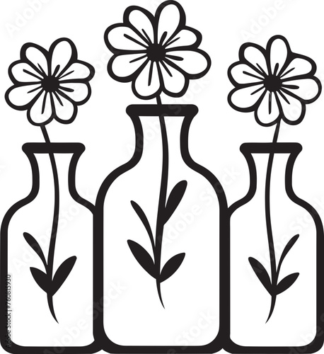 Bloom Bottles Floral Elixir Vector Logo Blossom Bottleneck Flower Infusion Emblem