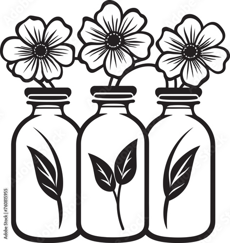 Bloom Bottleneck Vector Symbol of Floral Elixirs Floral Essence Elixir Bottled Flower Emblem