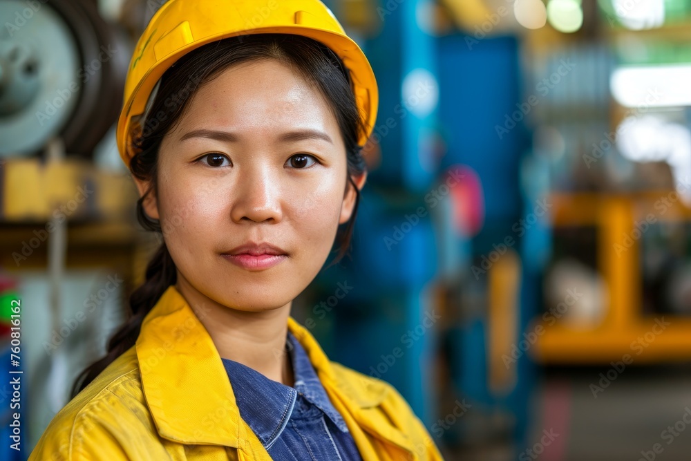 Professional Asian woman worker. Business plumber. Generate Ai