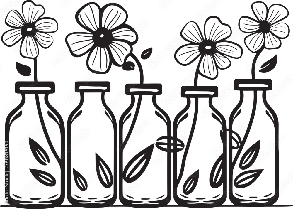 Perfumed Petal Potion Bottled Floral Emblem Floral Essence Elixir Blossomed Bottle Logo