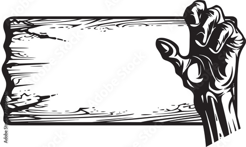 Grisly Guidance Vector Logo Design with Zombie Hand and Signboard Macabre Markings Zombie Hand Signboard Icon Design