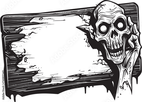 Ominous Outreach Vector Icon of Zombie Hand Signboard Grisly Guiding Zombie Hand Signboard Logo Design