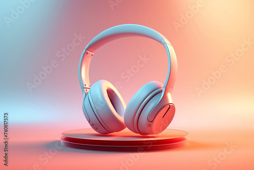 headphones on a orange background
