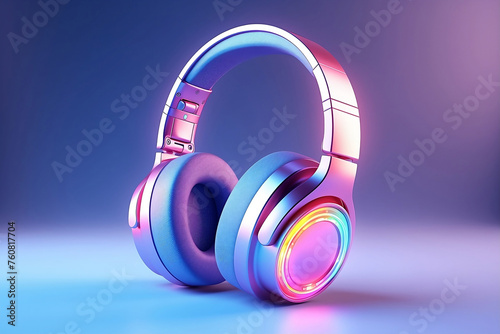 headphones with blue background