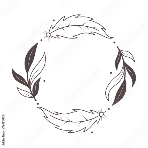 Circle Flower Ornament. decorative vector frames and borders on a white background Set of bouquets  flowers  leaves branches. Foliage line art design for wedding  card  invitation  greeting  logo. etc