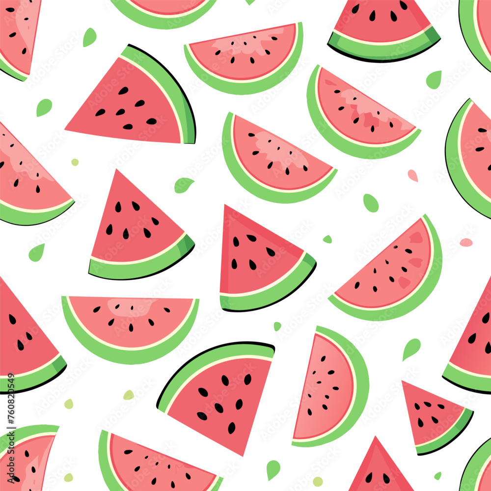 Sweet summer seamless pattern with watermelon slices background Sweet summer seamless pattern with watermelon slices background