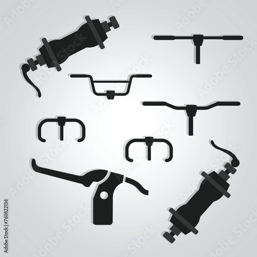 Bicycle Parts, Vintage cycle Parts, unique icon with a silver background. Vector illustration