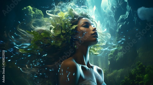Artistic representation of mother earth and nature. © Spyrydon