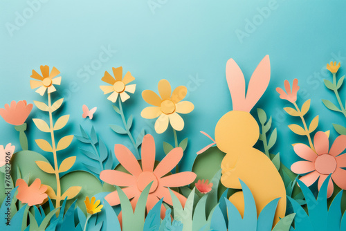 Easter Cut-Out Decoration: Bunny and Flower Silhouettes - Festive Holiday Craft